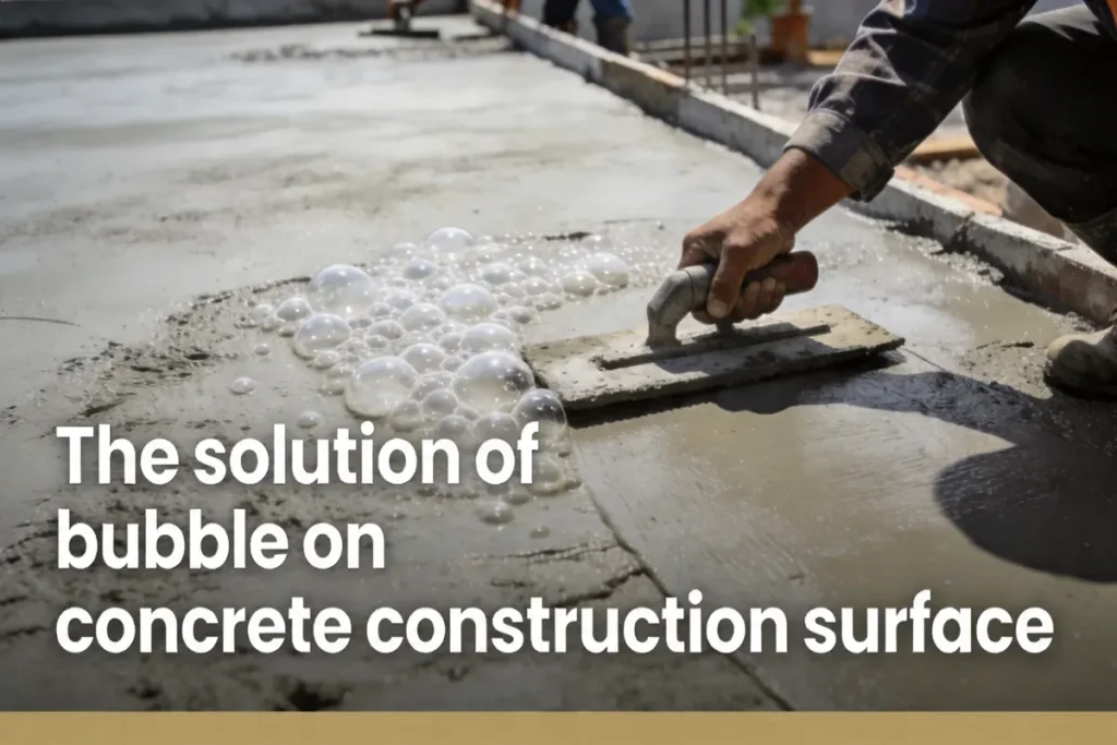The solution of bubbles on concrete construction surface