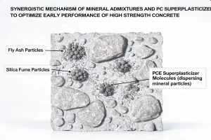 Synergistic Mechanism of Mineral Admixtures and PCE Superplasticizer to Optimize Early Performance of High Strength Concrete