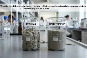 What is the difference between the high efficiency polycarboxylate superplasticizer and the regular version?