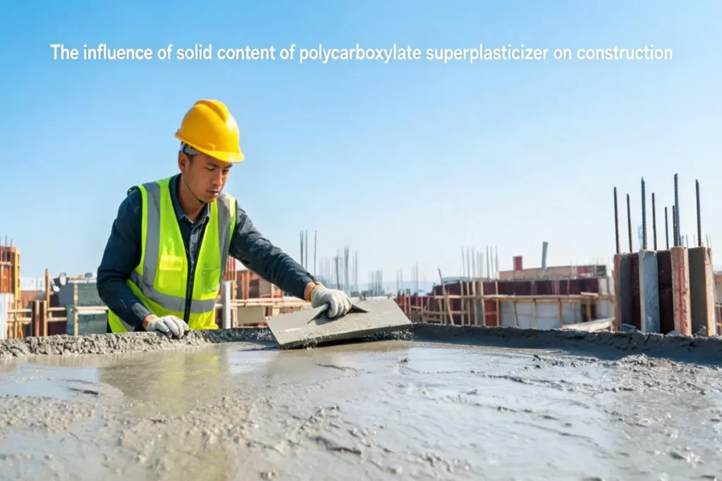 The influence of solid content of polycarboxylate superplasticizer on construction