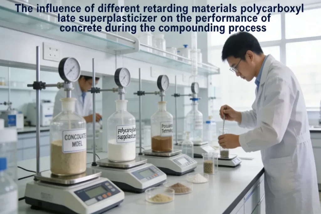 The influence of different retarding materials polycarboxylate superplasticizer on the performance of concrete during the compounding process