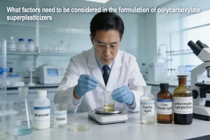 What factors need to be considered in the formulation of polycarboxylate superplasticizers