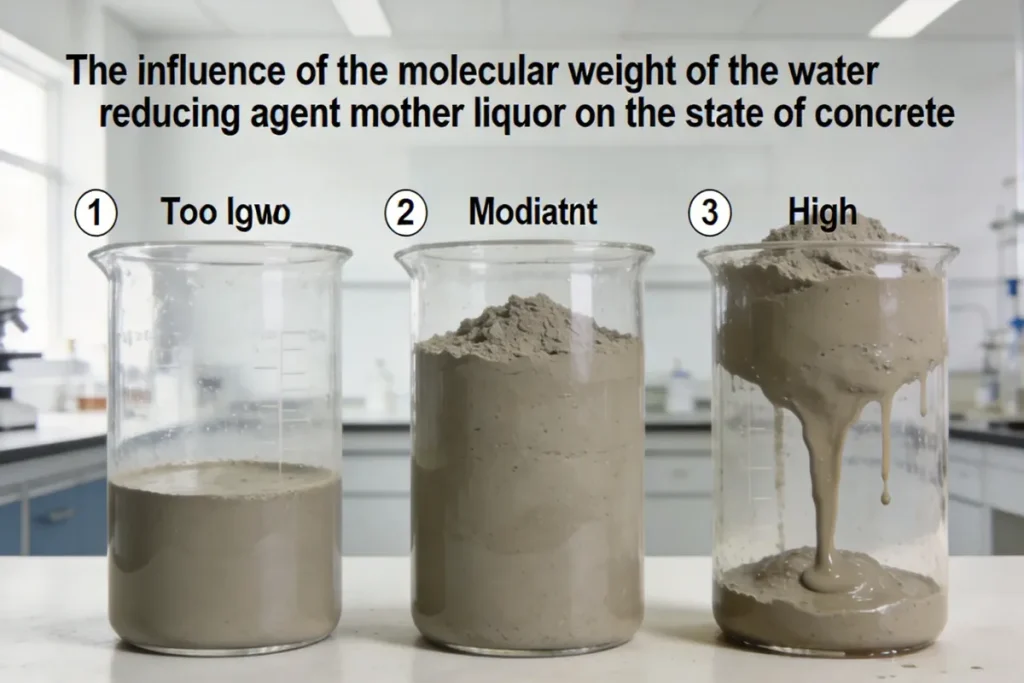 The influence of the molecular weight of the water reducing agent mother liquor on the state of concrete.
