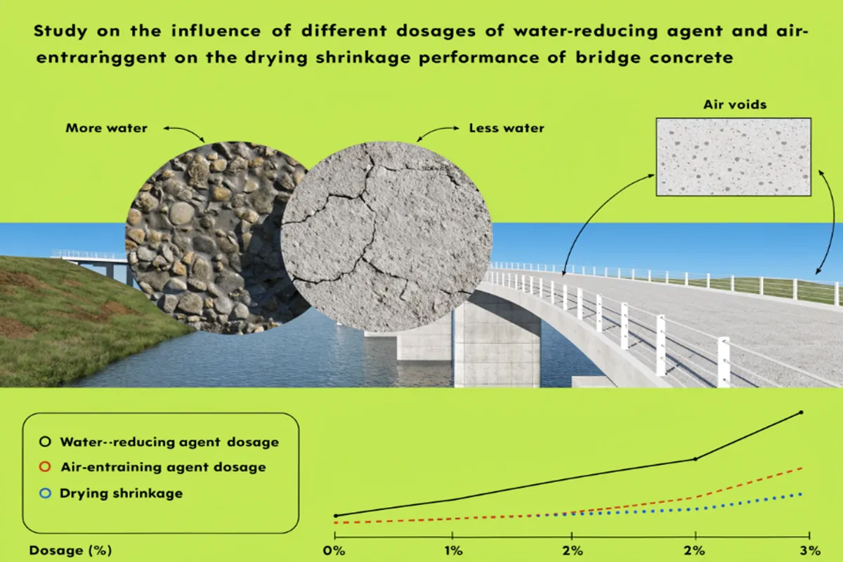 Study on the influence of different dosages of water-reducing agent and air-entraining agent on the drying shrinkage performance of bridge concrete
