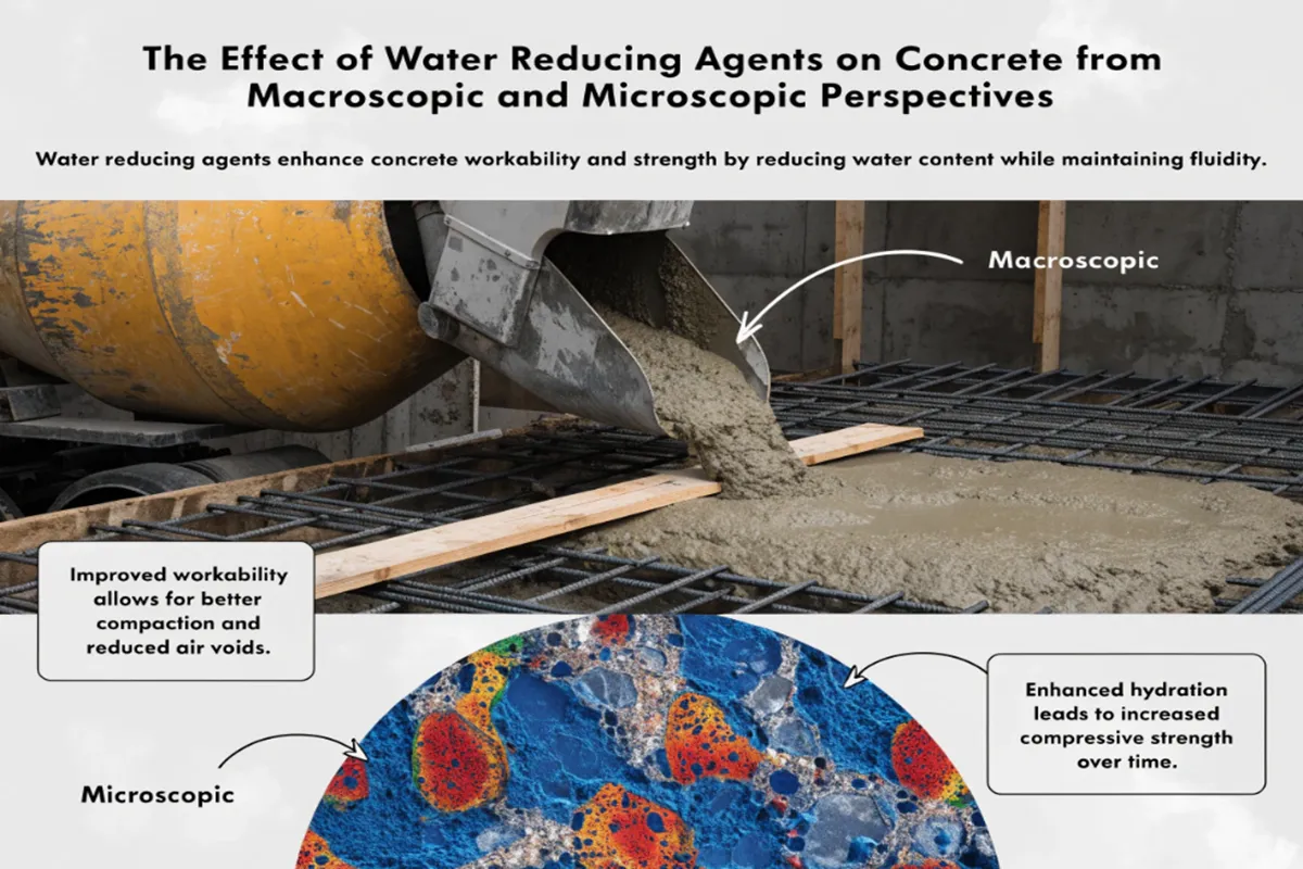The Effect of Water Reducing Agents on Concrete from Macroscopic and Microscopic Perspectives