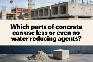 Which parts of concrete can use less or even no water reducing agents?